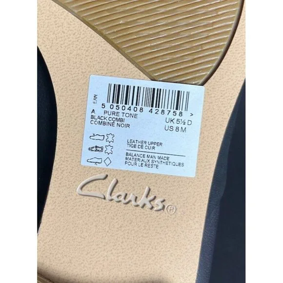 CLARKS Womens Size 8M Pure Tone Loafer Flats in Black Nubuck/Leather Combination - Picture 7 of 8